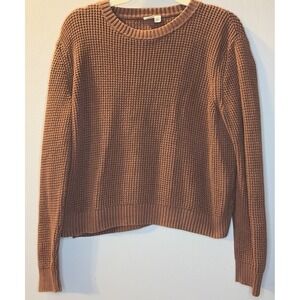 TenTree Brown Waffle Knit Minimalist Elevated Basic Crewneck Casual Sweater L